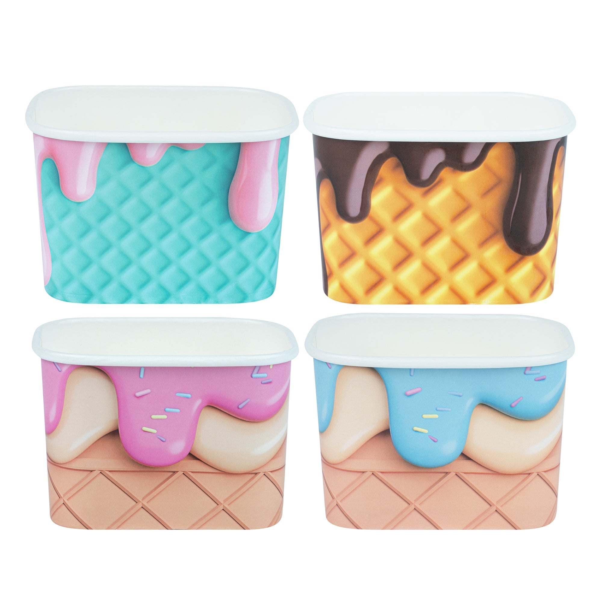Coppetta 12 oz Square Assorted Cone Paper To Go Cup - 4 1/4" x 3 1/4" x 2 3/4" - 200 count box