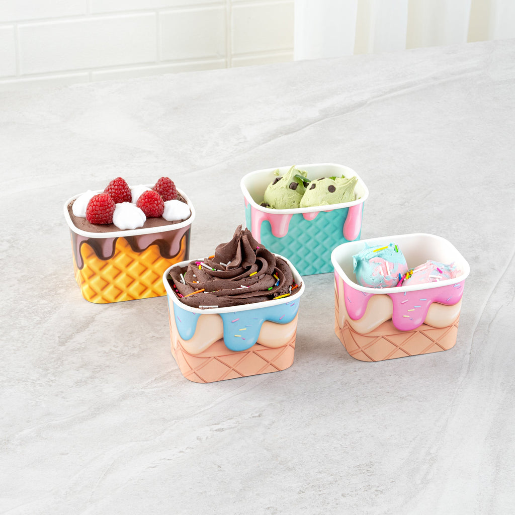 Coppetta 12 oz Square Assorted Cone Paper To Go Cup - 4 1/4" x 3 1/4" x 2 3/4" - 200 count box