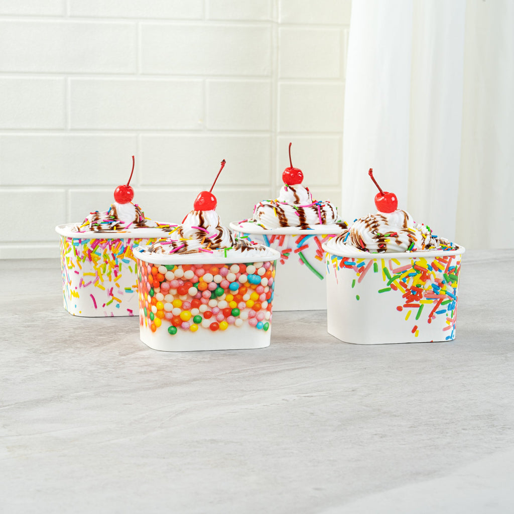 Coppetta 12 oz Square Assorted Sprinkles Paper To Go Cup - 4 1/4" x 3 1/4" x 2 3/4" - 200 count box