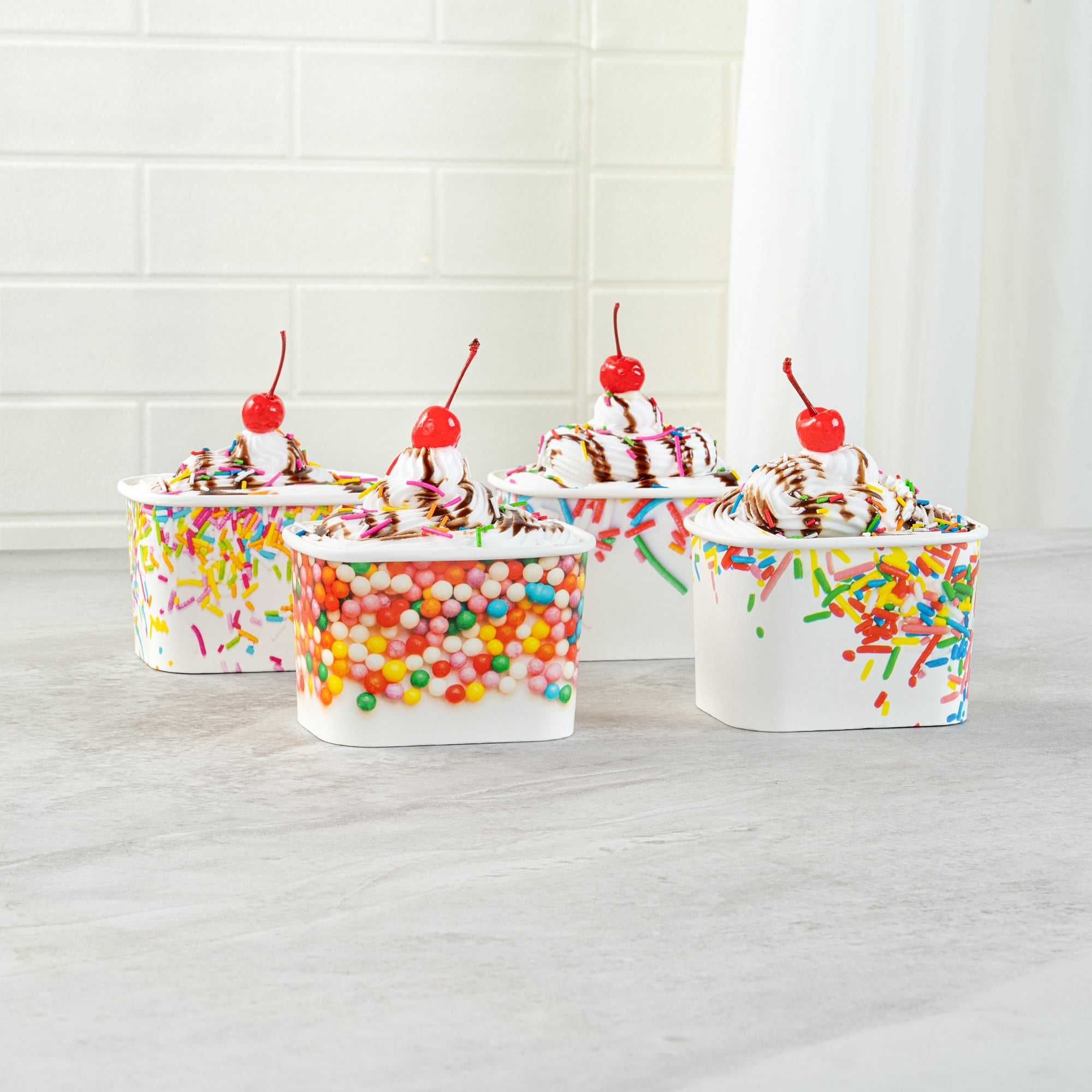 Coppetta 12 oz Square Assorted Sprinkles Paper To Go Cup - 4 1/4" x 3 1/4" x 2 3/4" - 200 count box