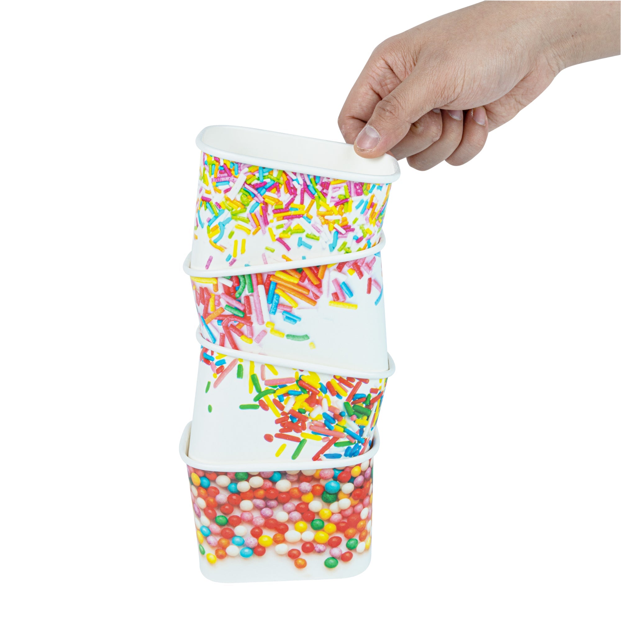 Coppetta 12 oz Square Assorted Sprinkles Paper To Go Cup - 4 1/4" x 3 1/4" x 2 3/4" - 200 count box