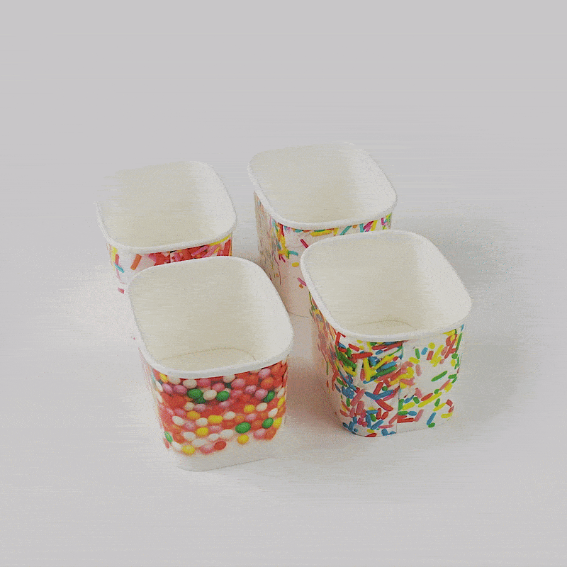 Coppetta 12 oz Square Assorted Sprinkles Paper To Go Cup - 4 1/4" x 3 1/4" x 2 3/4" - 200 count box
