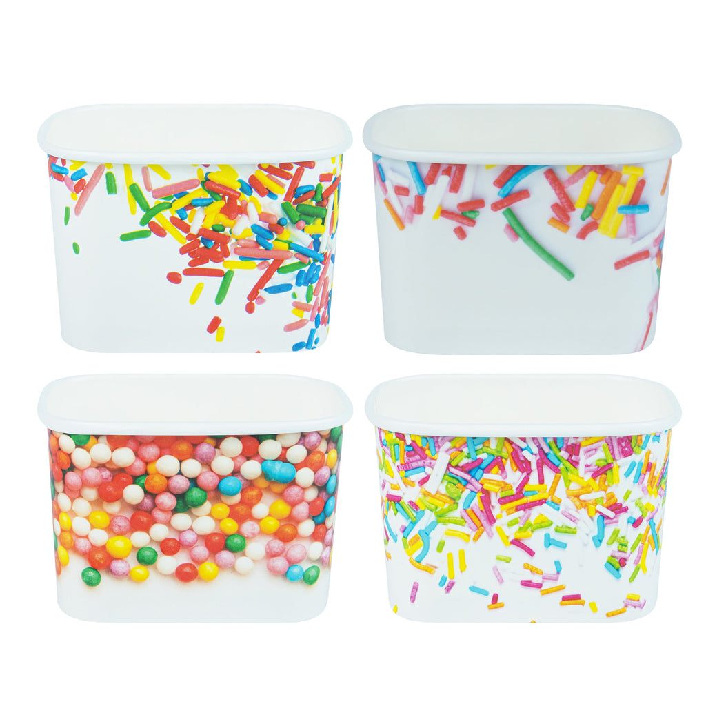 Coppetta 12 oz Square Assorted Sprinkles Paper To Go Cup - 4 1/4" x 3 1/4" x 2 3/4" - 200 count box