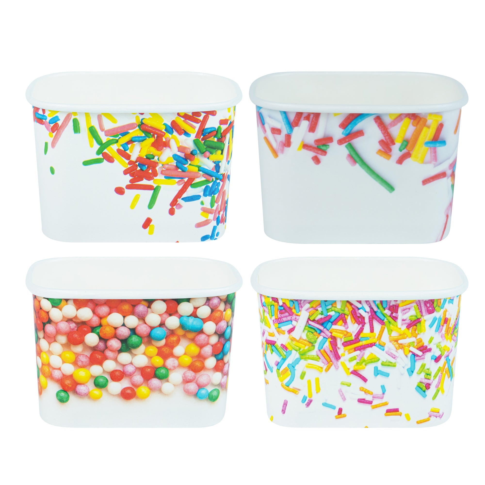 Coppetta 12 oz Square Assorted Sprinkles Paper To Go Cup - 4 1/4" x 3 1/4" x 2 3/4" - 200 count box