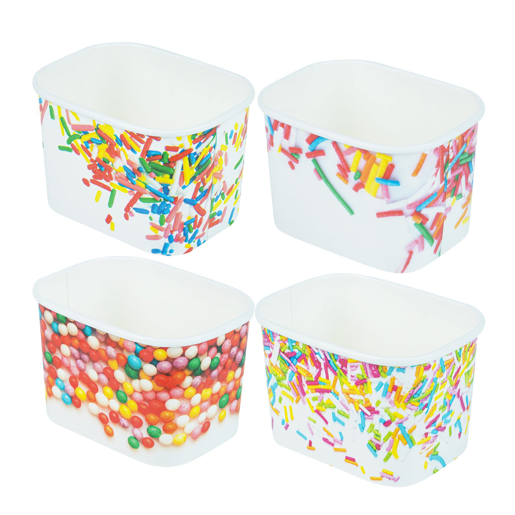 Coppetta 12 oz Square Assorted Sprinkles Paper To Go Cup - 4 1/4" x 3 1/4" x 2 3/4" - 200 count box