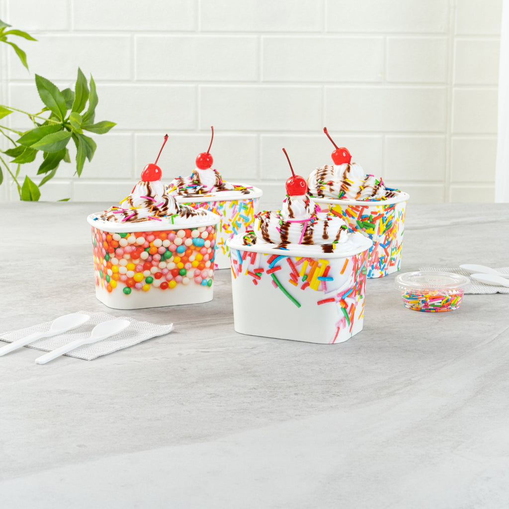Coppetta 12 oz Square Assorted Sprinkles Paper To Go Cup - 4 1/4" x 3 1/4" x 2 3/4" - 200 count box