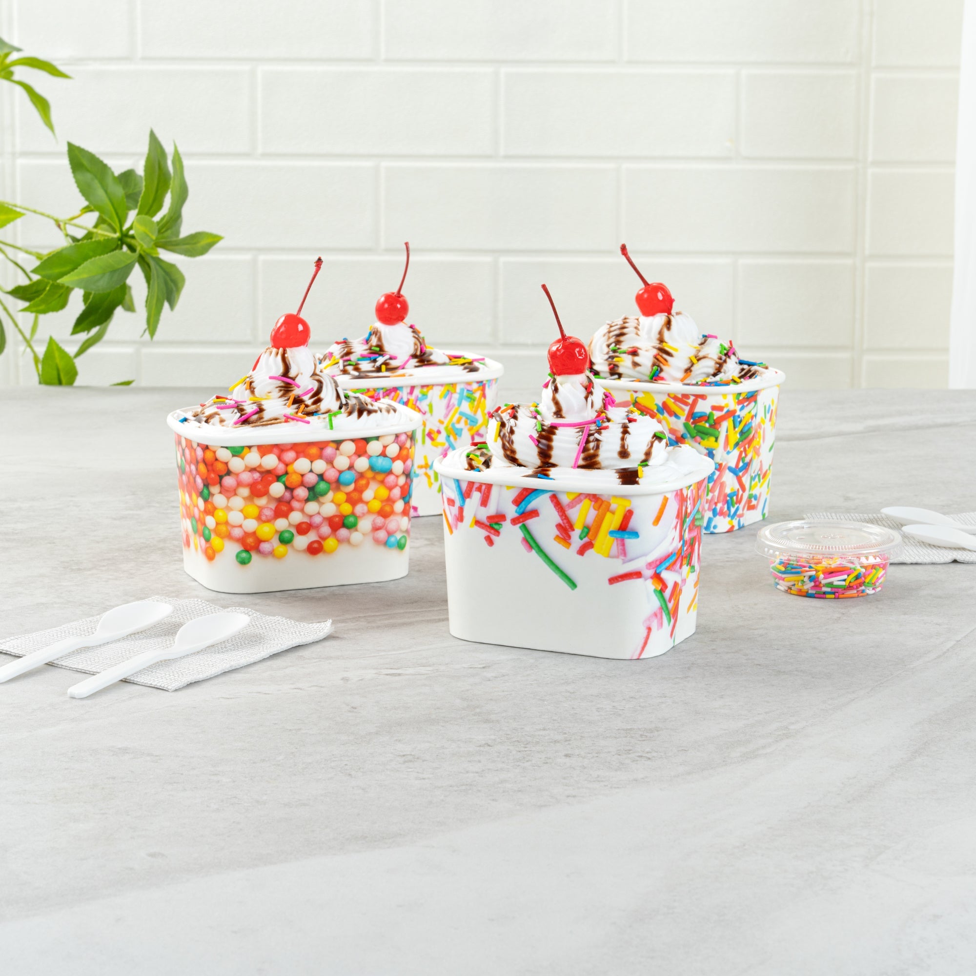 Coppetta 12 oz Square Assorted Sprinkles Paper To Go Cup - 4 1/4" x 3 1/4" x 2 3/4" - 200 count box