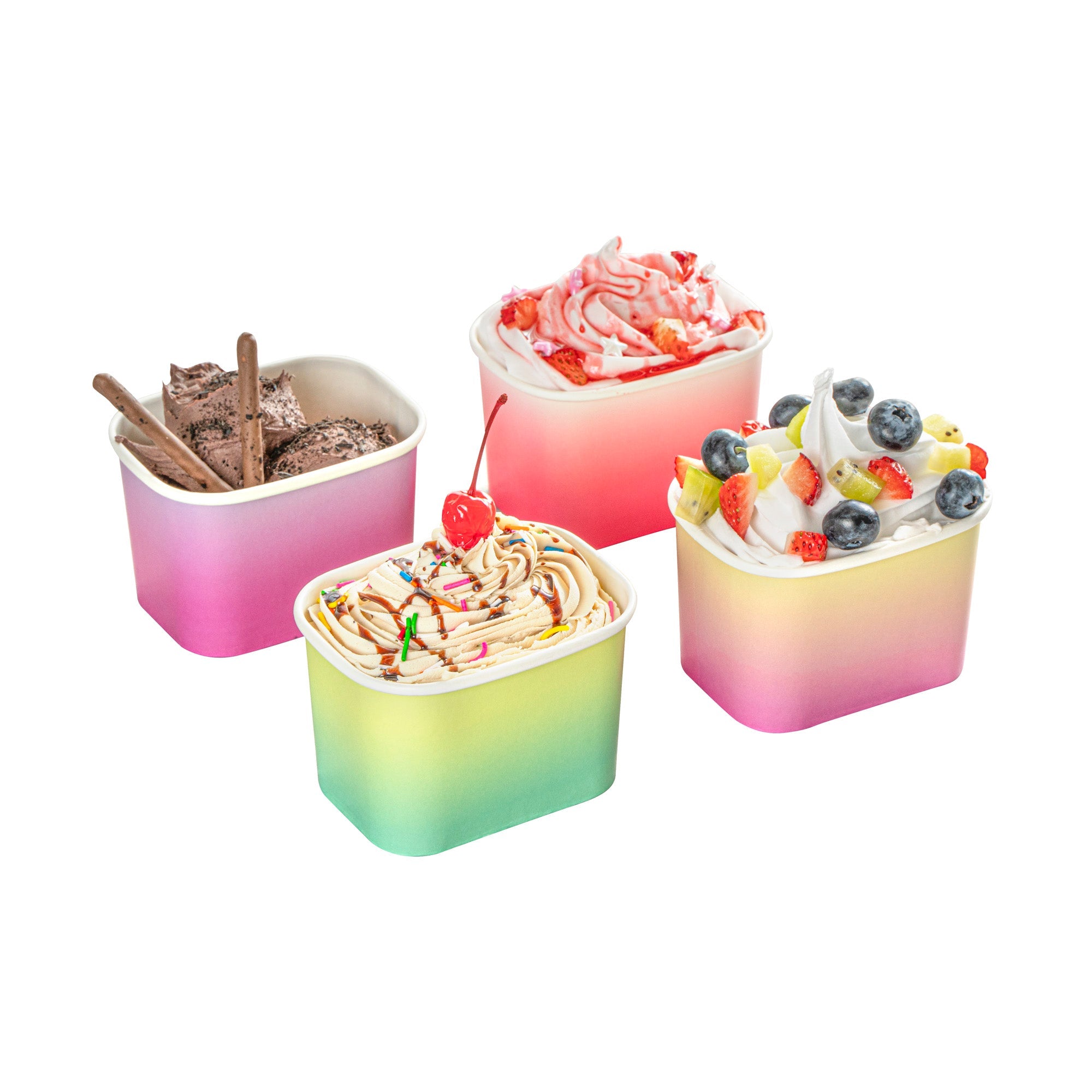 Coppetta 12 oz Square Assorted Ombre Paper To Go Cup - 4 1/4" x 3 1/4" x 2 3/4" - 200 count box
