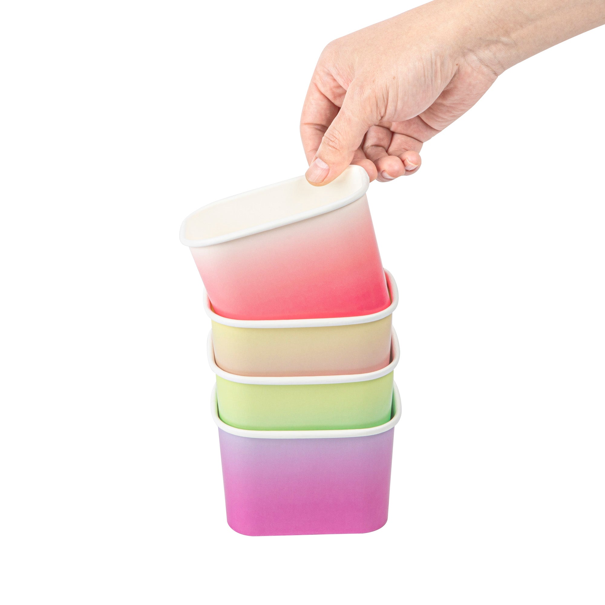 Coppetta 12 oz Square Assorted Ombre Paper To Go Cup - 4 1/4" x 3 1/4" x 2 3/4" - 200 count box