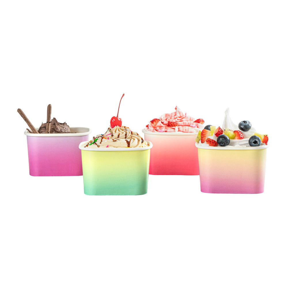Coppetta 12 oz Square Assorted Ombre Paper To Go Cup - 4 1/4" x 3 1/4" x 2 3/4" - 200 count box