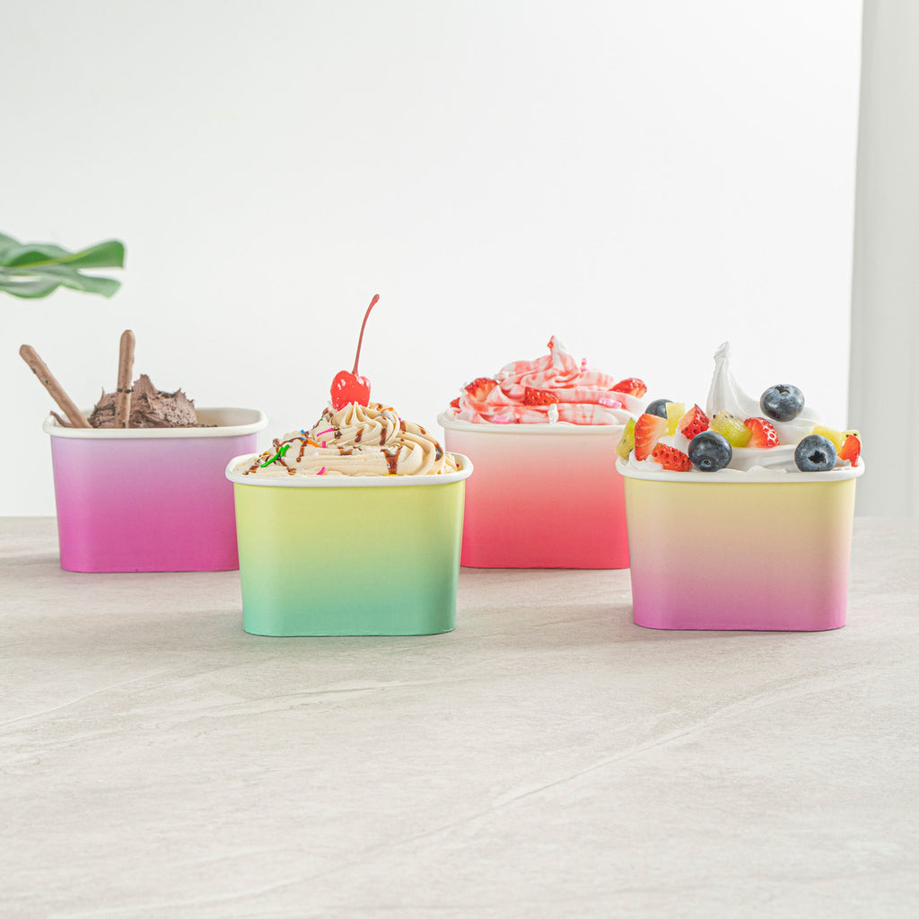 Coppetta 12 oz Square Assorted Ombre Paper To Go Cup - 4 1/4" x 3 1/4" x 2 3/4" - 200 count box