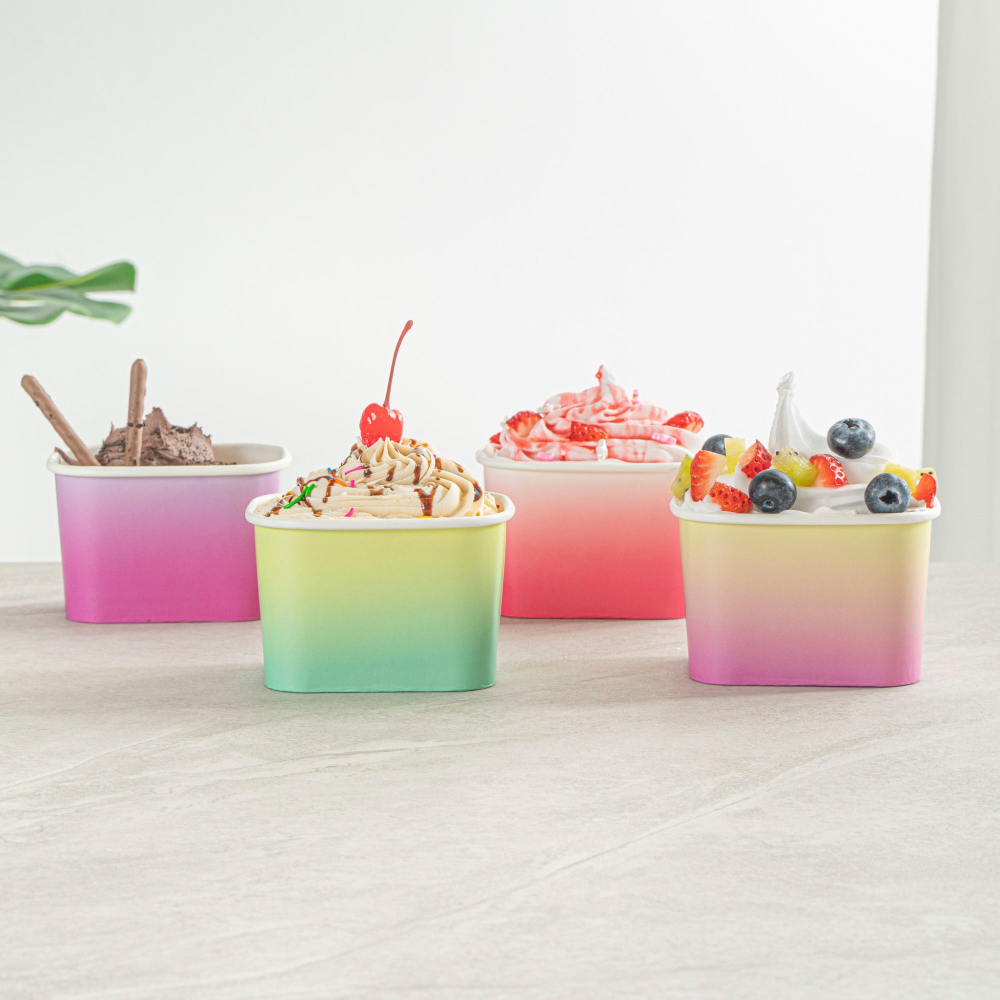 Coppetta 12 oz Square Assorted Ombre Paper To Go Cup - 4 1/4" x 3 1/4" x 2 3/4" - 200 count box