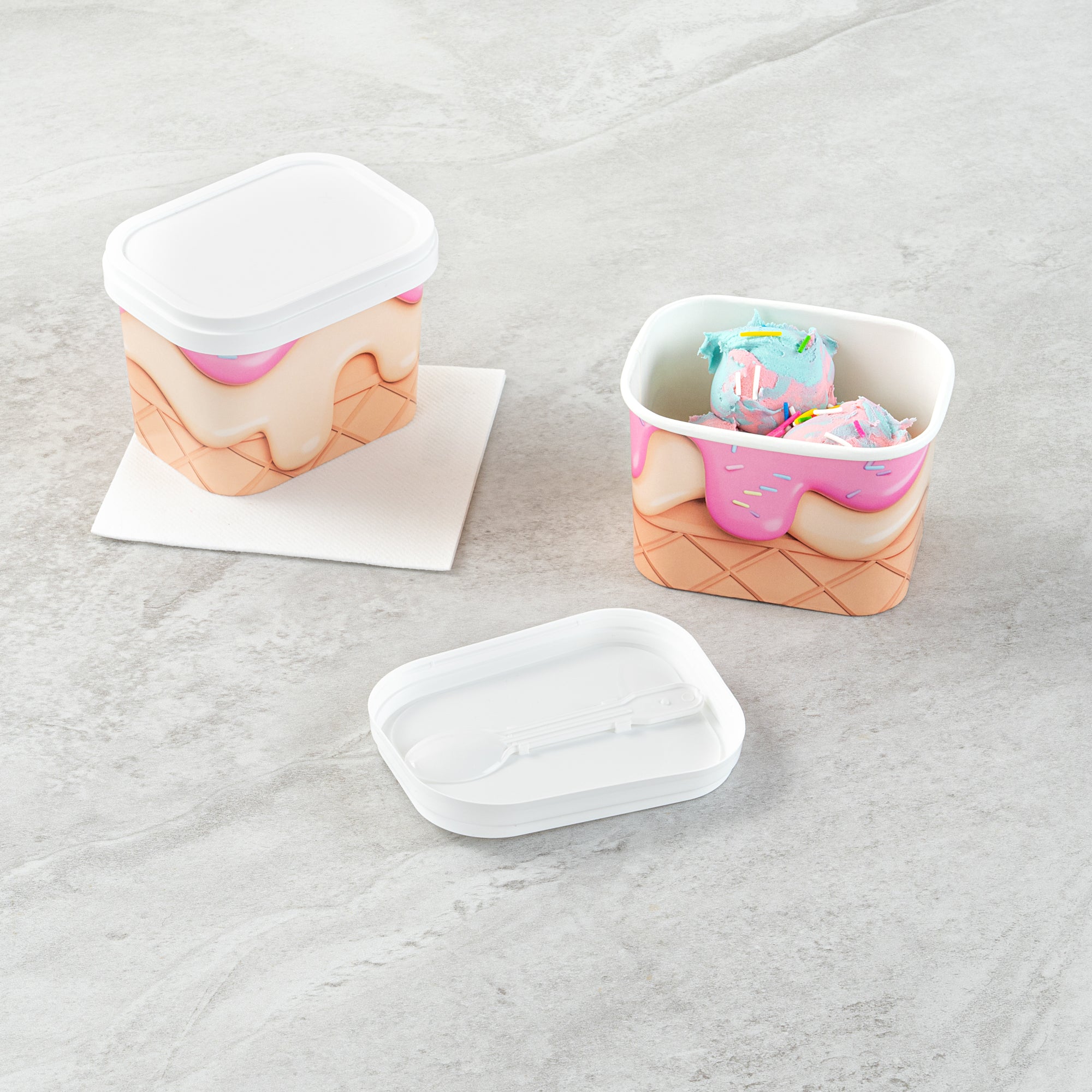 Coppetta Square White Plastic Lid - Fits 7 and 12 oz To Go Cup, with Spoon - 50 count box