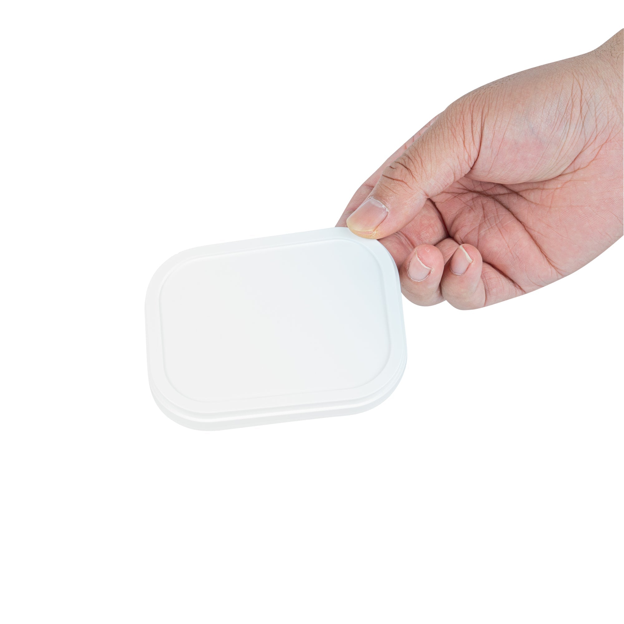 Coppetta Square White Plastic Lid - Fits 7 and 12 oz To Go Cup, with Spoon - 50 count box