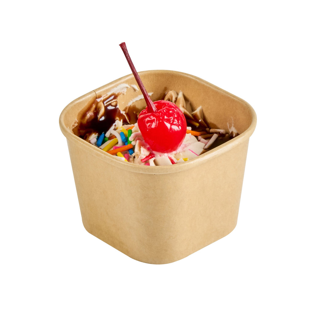 Coppetta 3 oz Square Kraft Paper To Go Cup - 2 1/2" x 2 1/2" x 1 3/4" - 200 count box