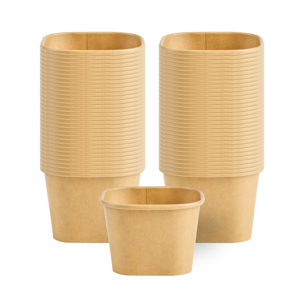 Coppetta 3 oz Square Kraft Paper To Go Cup - 2 1/2" x 2 1/2" x 1 3/4" - 50 count box