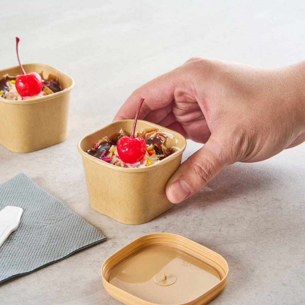 Coppetta 3 oz Square Kraft Paper To Go Cup - 2 1/2" x 2 1/2" x 1 3/4" - 50 count box