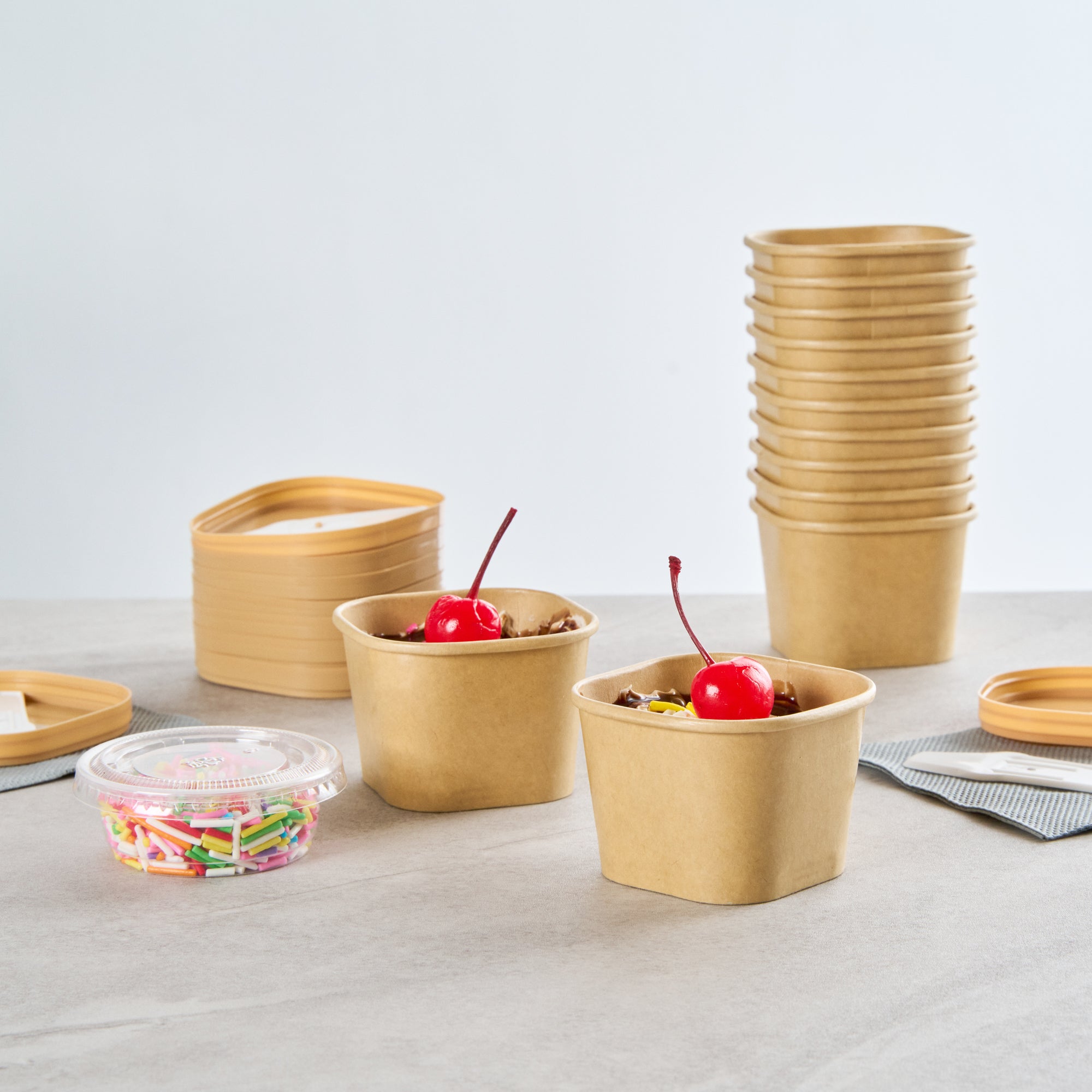 Coppetta 3 oz Square Kraft Paper To Go Cup - 2 1/2" x 2 1/2" x 1 3/4" - 50 count box