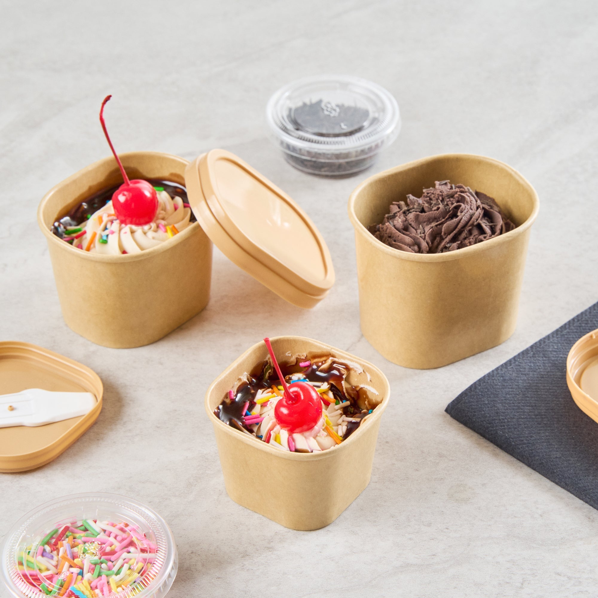 Coppetta 3 oz Square Kraft Paper To Go Cup - 2 1/2" x 2 1/2" x 1 3/4" - 50 count box