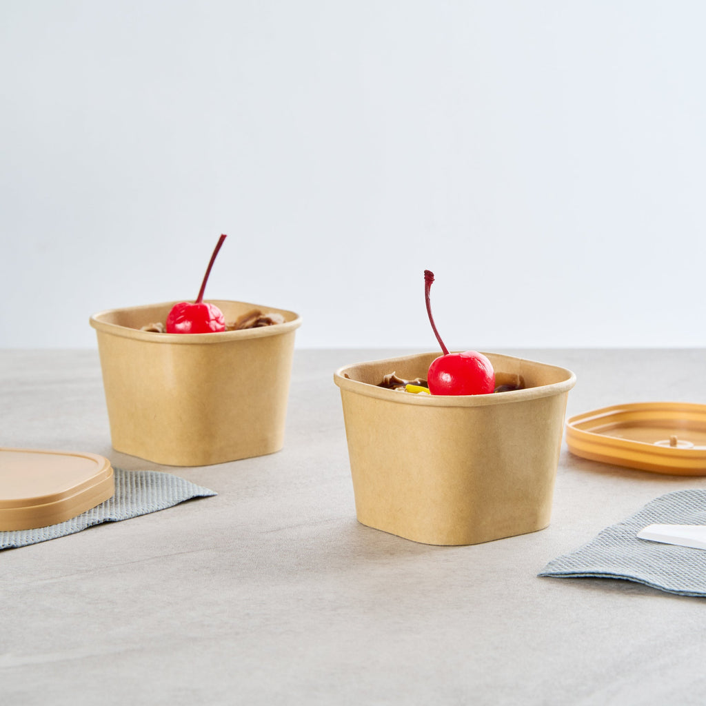 Coppetta 3 oz Square Kraft Paper To Go Cup - 2 1/2" x 2 1/2" x 1 3/4" - 200 count box