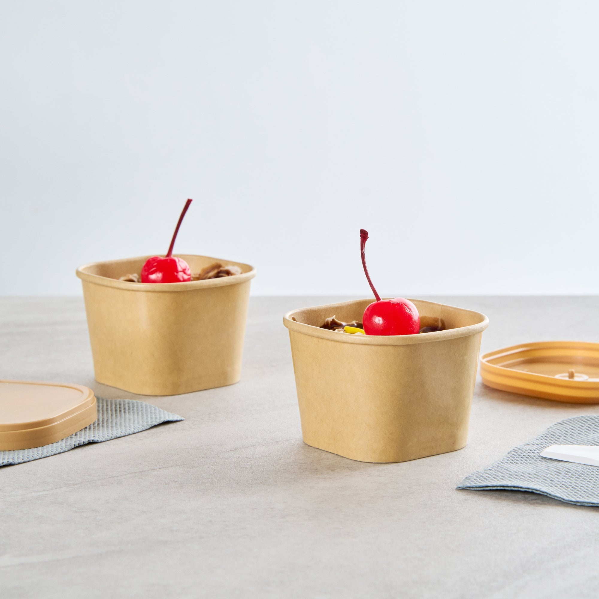 Coppetta 3 oz Square Kraft Paper To Go Cup - 2 1/2" x 2 1/2" x 1 3/4" - 200 count box
