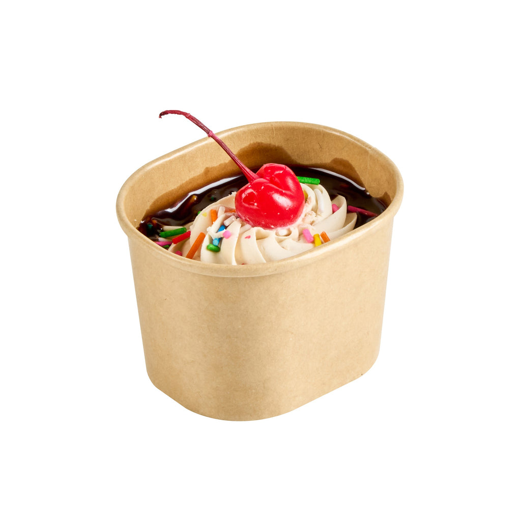 Coppetta 4 oz Square Kraft Paper To Go Cup - 3" x 2 1/2" x 2" - 50 count box