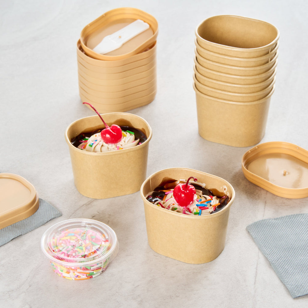 Coppetta 4 oz Square Kraft Paper To Go Cup - 3" x 2 1/2" x 2" - 50 count box