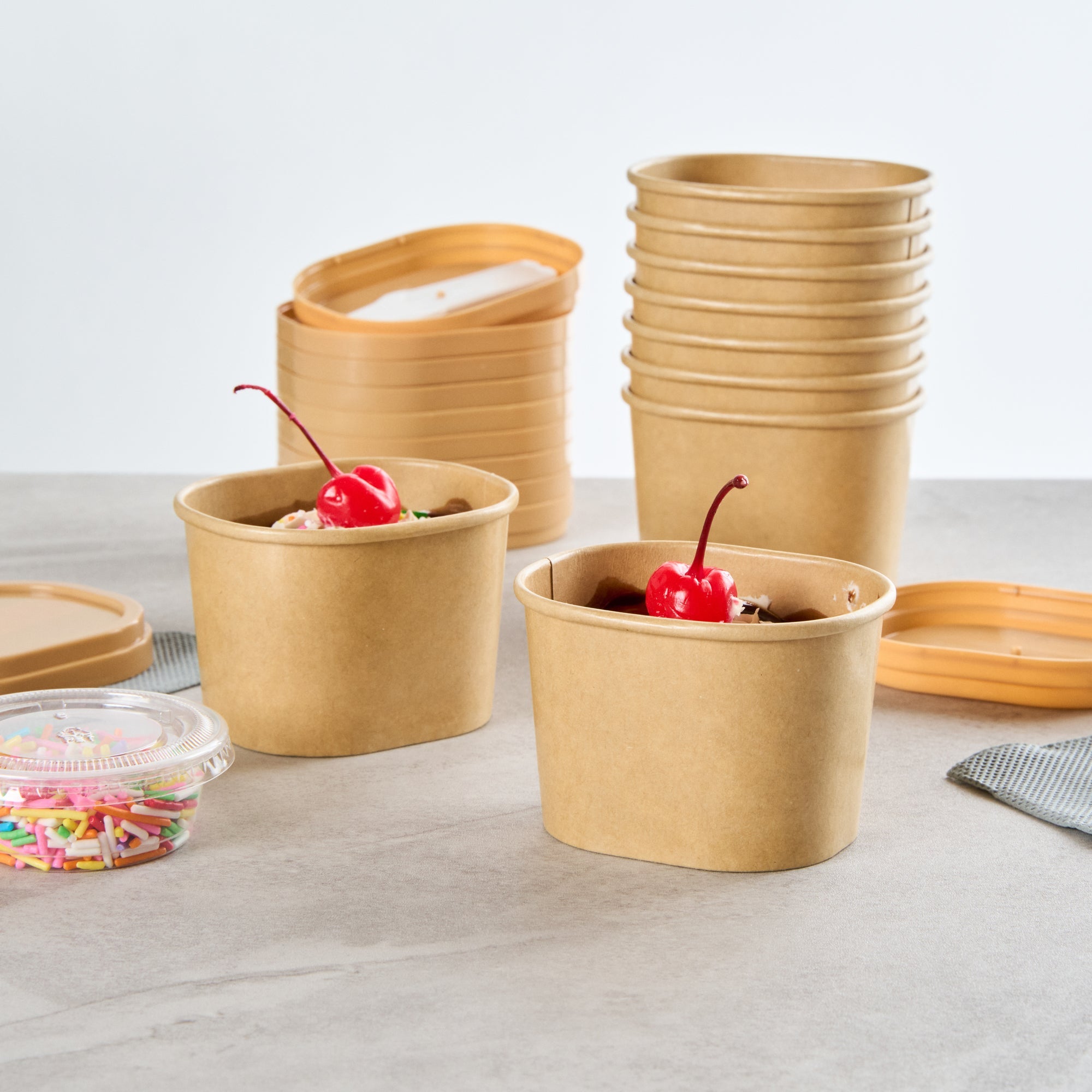 Coppetta 4 oz Square Kraft Paper To Go Cup - 3" x 2 1/2" x 2" - 200 count box
