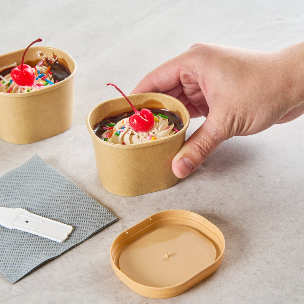 Coppetta 4 oz Square Kraft Paper To Go Cup - 3" x 2 1/2" x 2" - 200 count box