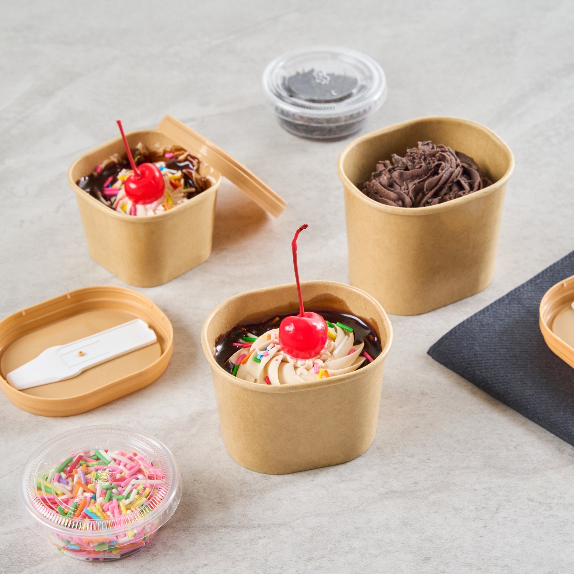 Coppetta 4 oz Square Kraft Paper To Go Cup - 3" x 2 1/2" x 2" - 200 count box