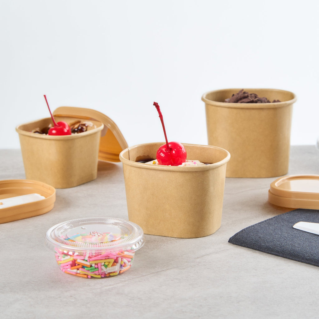 Coppetta 4 oz Square Kraft Paper To Go Cup - 3" x 2 1/2" x 2" - 200 count box