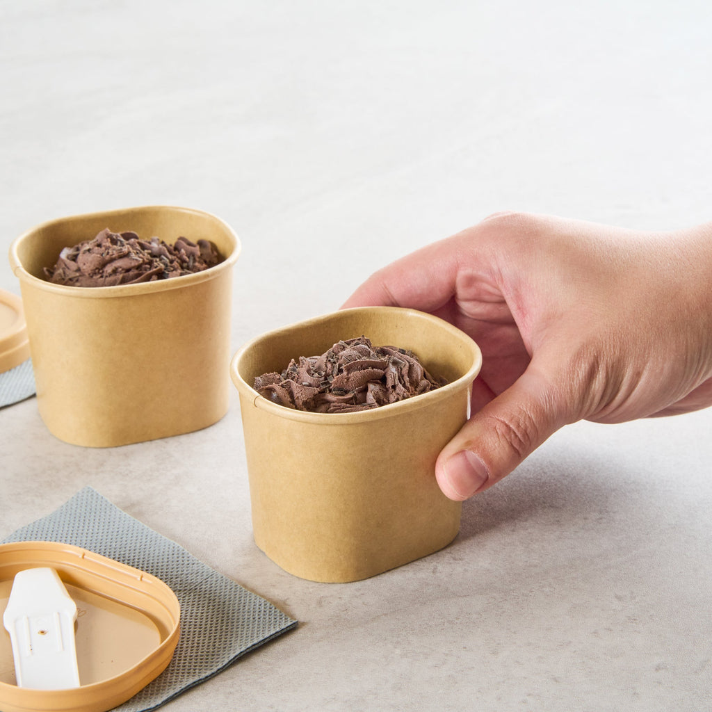 Coppetta 5 oz Square Kraft Paper To Go Cup - 3" x 2 1/2" x 2 1/4" - 50 count box