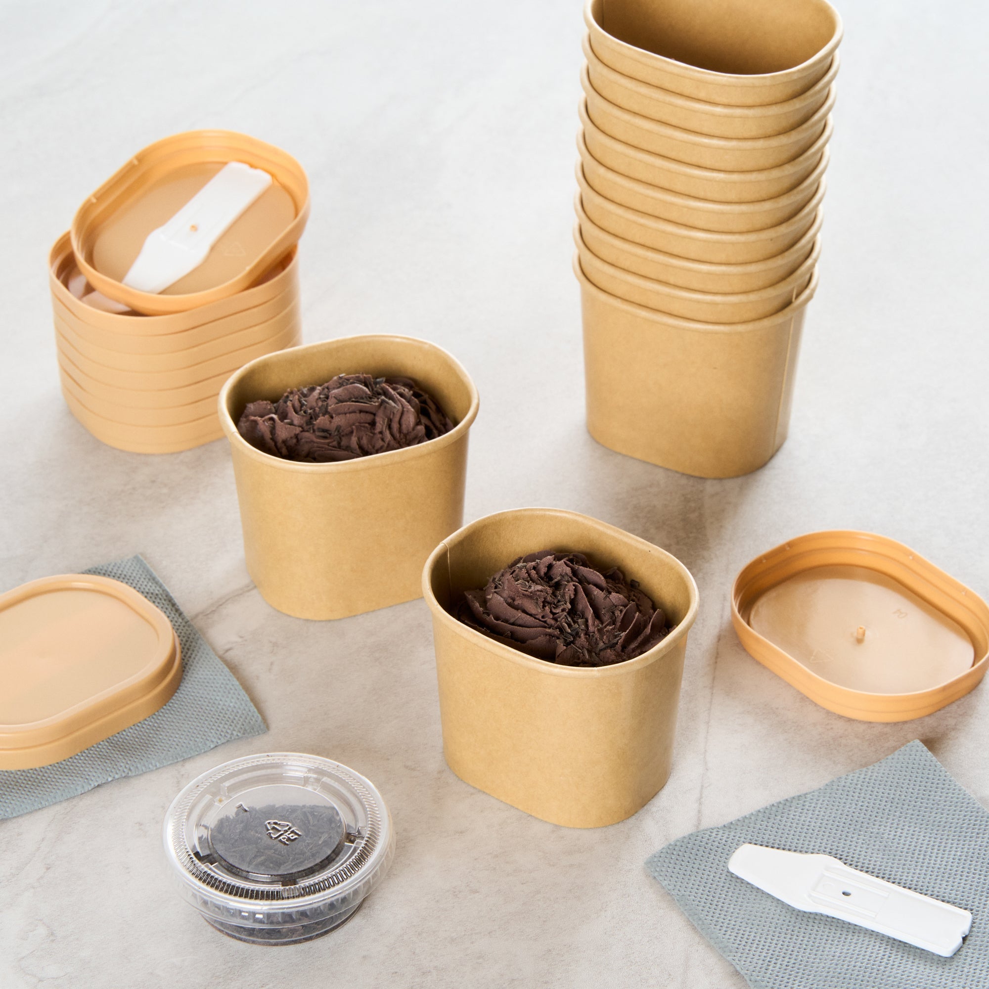 Coppetta 5 oz Square Kraft Paper To Go Cup - 3" x 2 1/2" x 2 1/4" - 50 count box