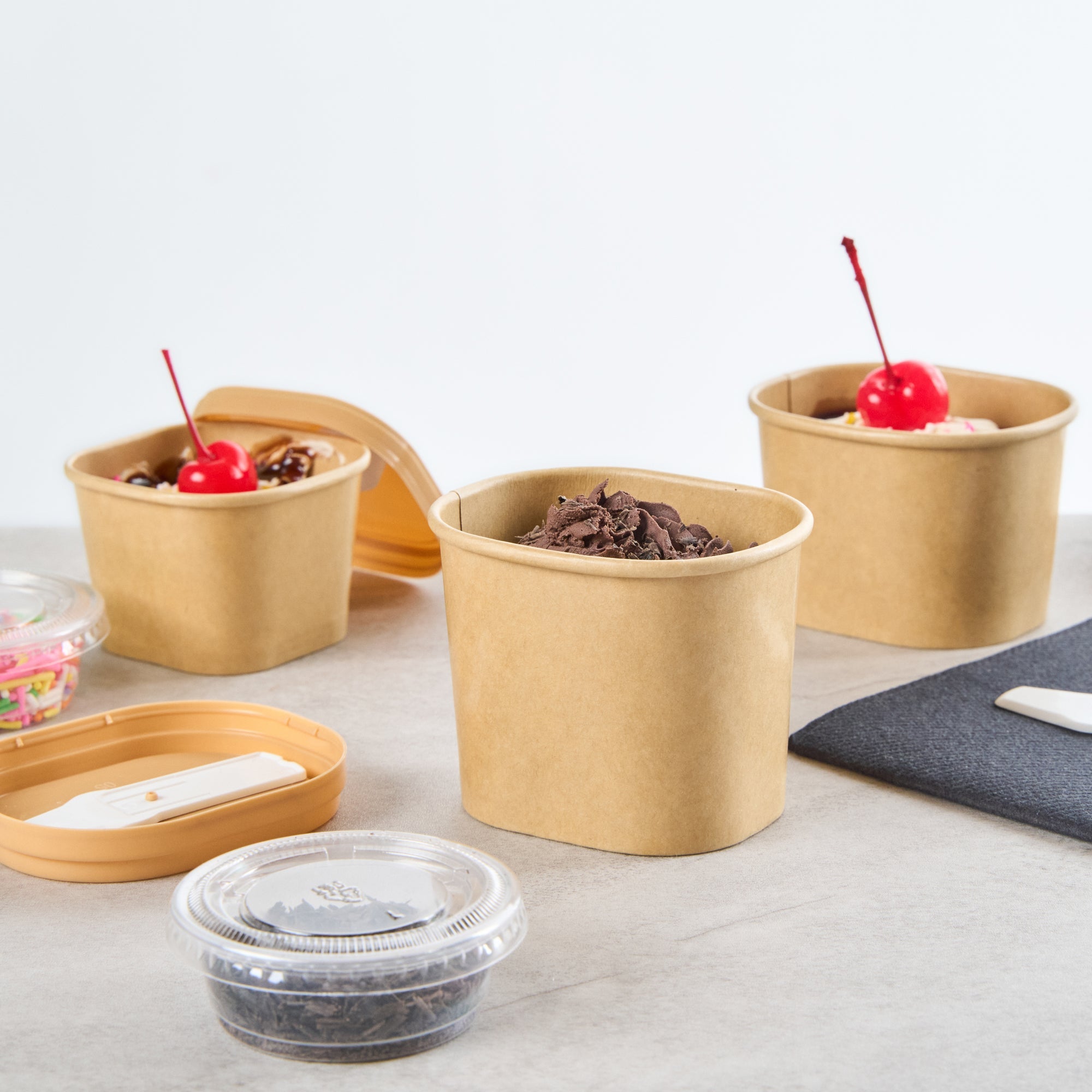 Coppetta 5 oz Square Kraft Paper To Go Cup - 3" x 2 1/2" x 2 1/4" - 50 count box