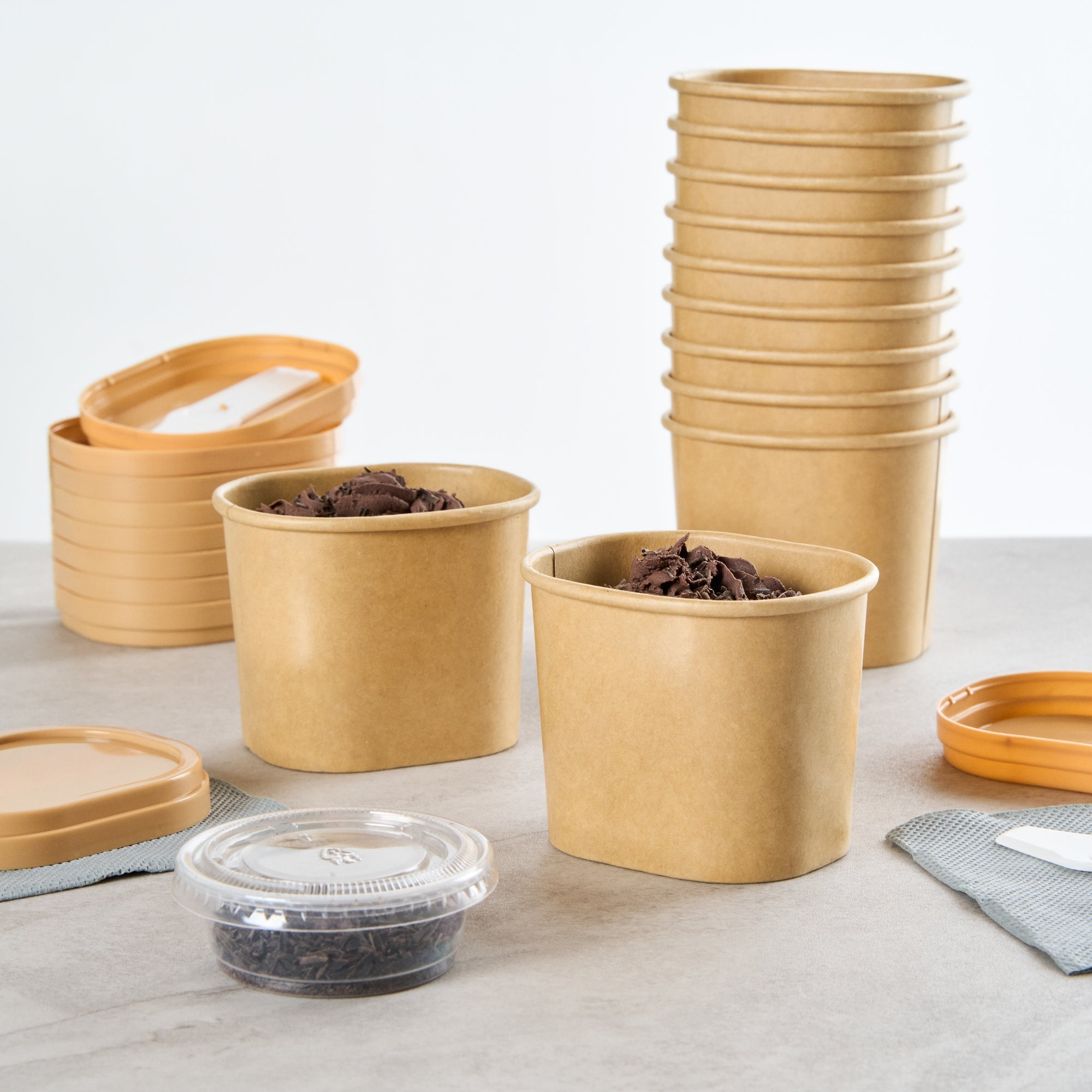 Coppetta 5 oz Square Kraft Paper To Go Cup - 3" x 2 1/2" x 2 1/4" - 200 count box