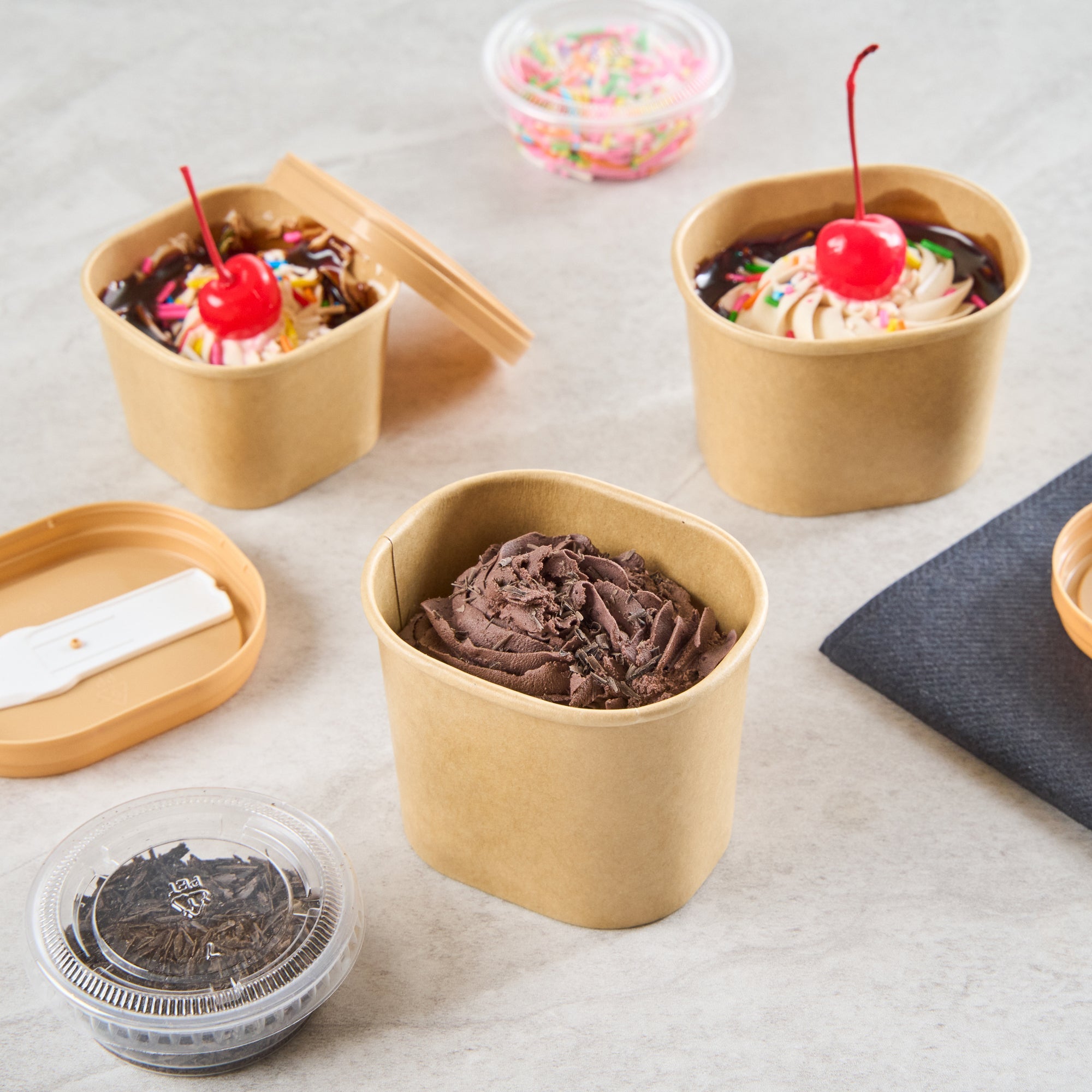 Coppetta 5 oz Square Kraft Paper To Go Cup - 3" x 2 1/2" x 2 1/4" - 200 count box