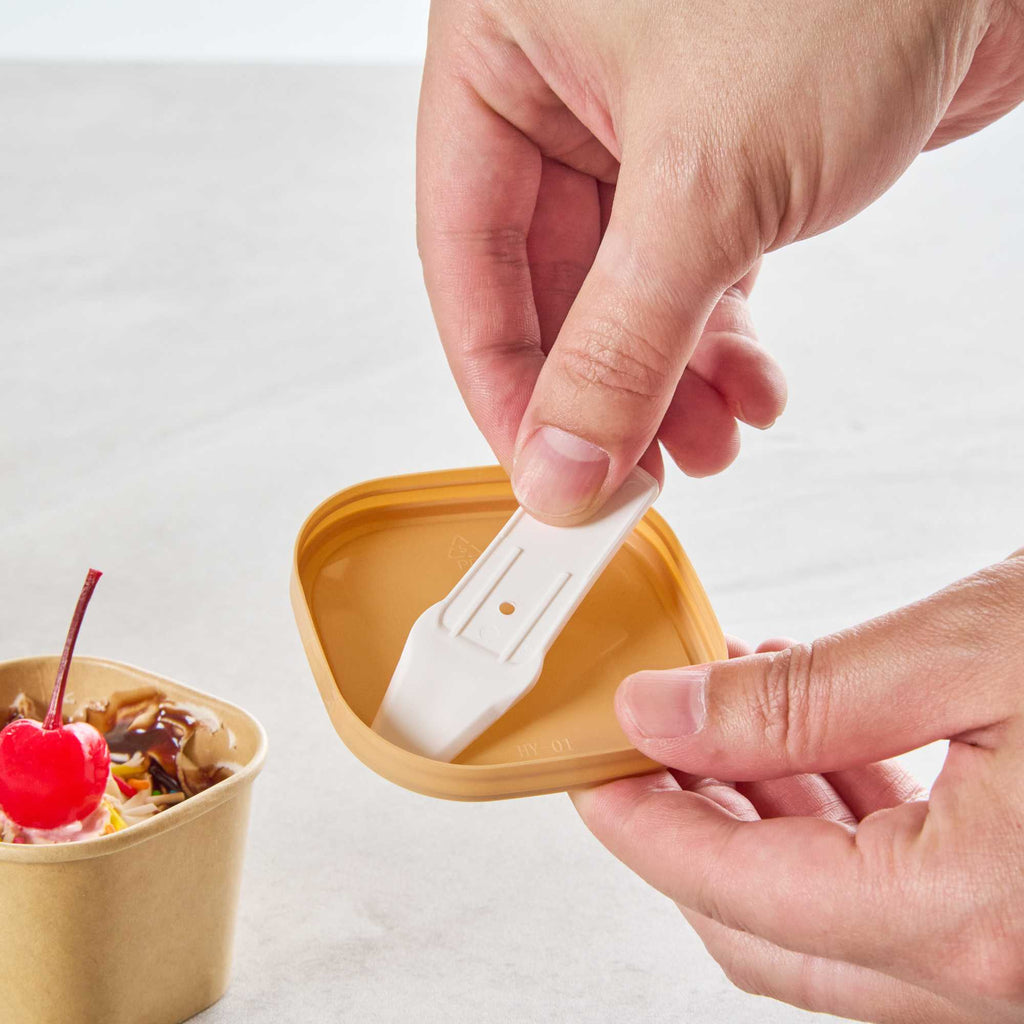 Coppetta Square Brown Plastic Lid - Fits 3 oz To Go Cup, with Spoon - 50 count box
