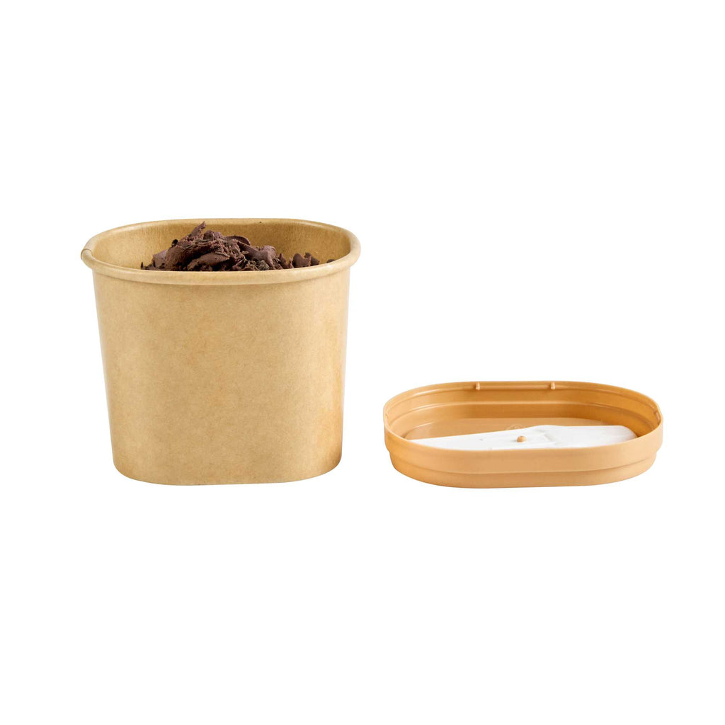 Coppetta Square Brown Plastic Lid - Fits 4 oz To Go Cup, with Spoon - 50 count box