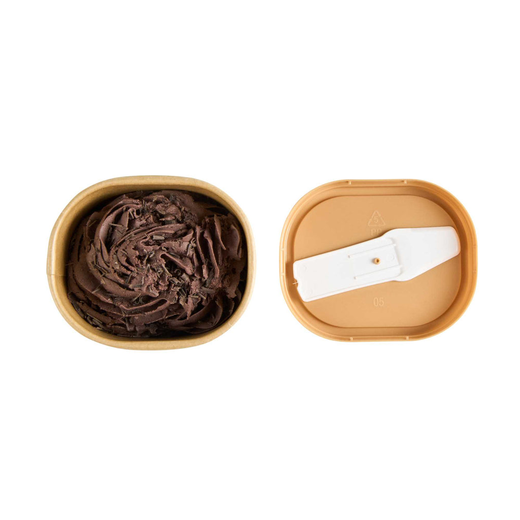 Coppetta Square Brown Plastic Lid - Fits 4 oz To Go Cup, with Spoon - 50 count box