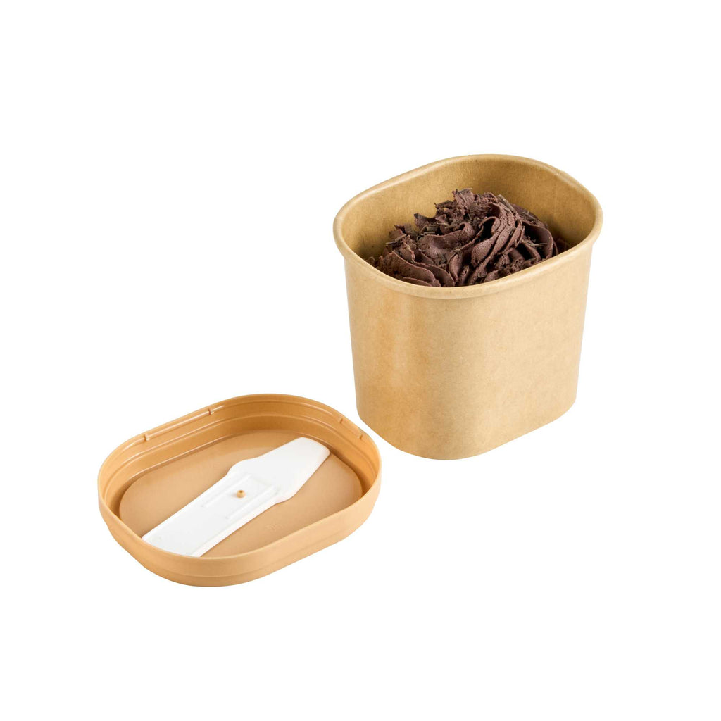 Coppetta Square Brown Plastic Lid - Fits 4 oz To Go Cup, with Spoon - 200 count box