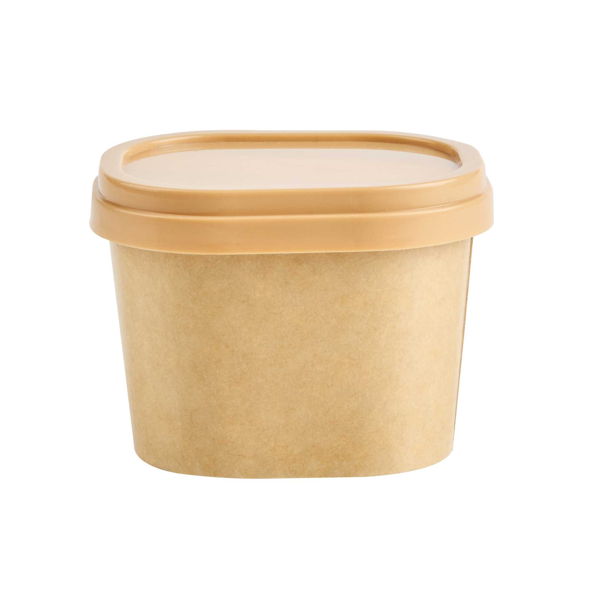 Coppetta Square Brown Plastic Lid - Fits 4 oz To Go Cup, with Spoon - 200 count box