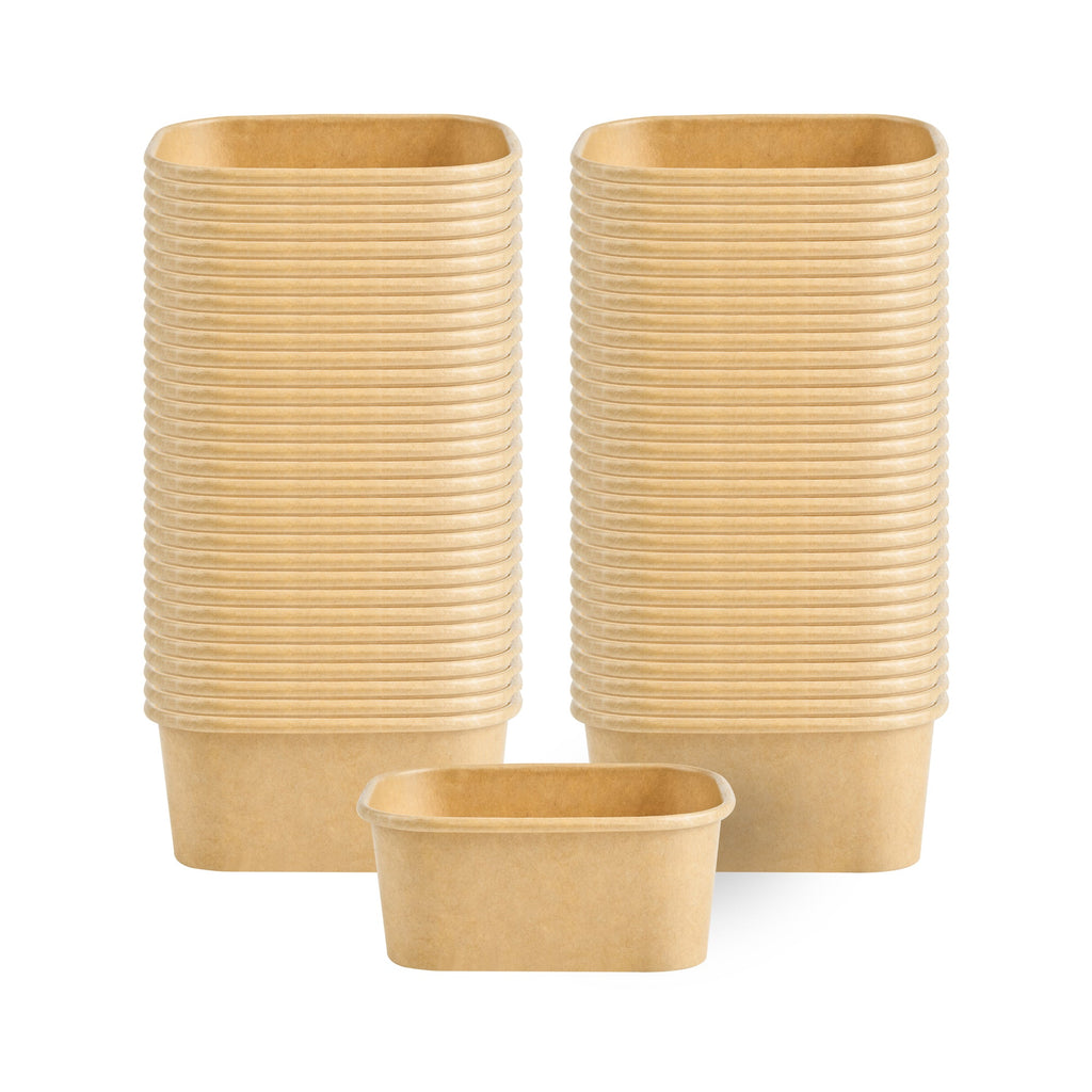 Coppetta 7 oz Square Kraft Paper To Go Cup - 4 1/4" x 3 1/4" x 1 3/4" - 50 count box
