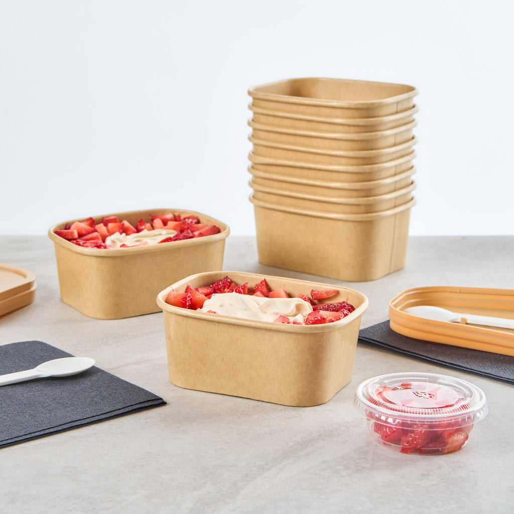 Coppetta 7 oz Square Kraft Paper To Go Cup - 4 1/4" x 3 1/4" x 1 3/4" - 50 count box