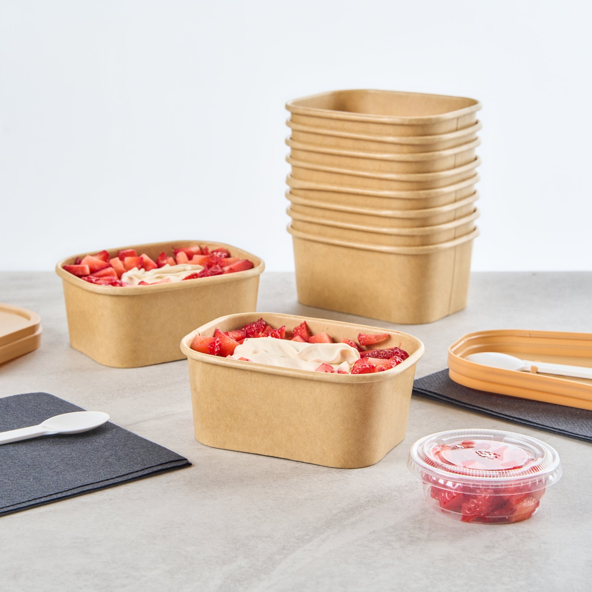 Coppetta 7 oz Square Kraft Paper To Go Cup - 4 1/4" x 3 1/4" x 1 3/4" - 50 count box