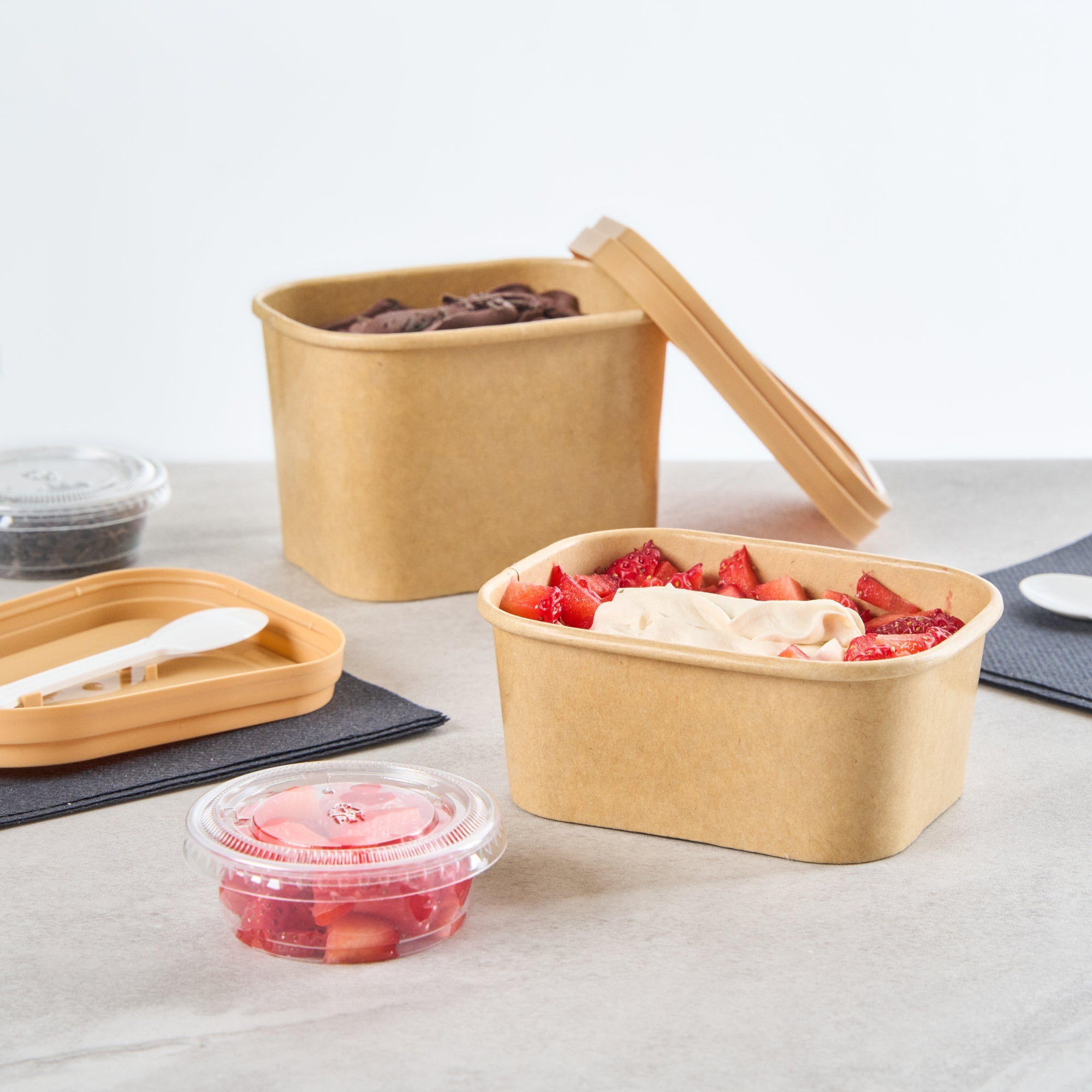 Coppetta 7 oz Square Kraft Paper To Go Cup - 4 1/4" x 3 1/4" x 1 3/4" - 50 count box