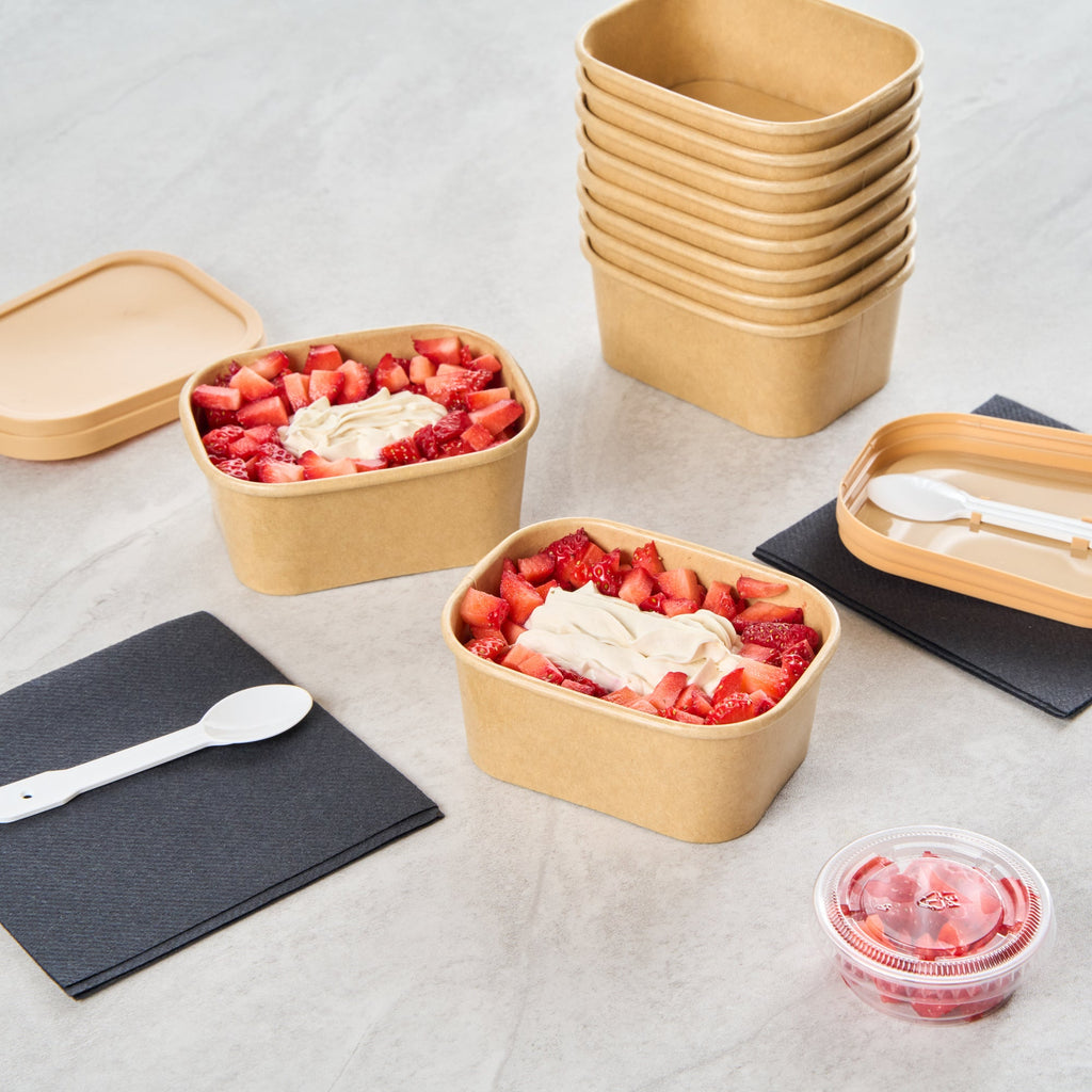 Coppetta 7 oz Square Kraft Paper To Go Cup - 4 1/4" x 3 1/4" x 1 3/4" - 200 count box