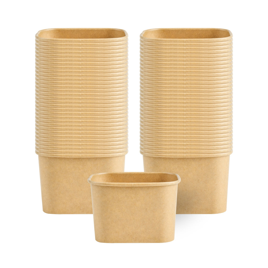 Coppetta 12 oz Square Kraft Paper To Go Cup - 4 1/4" x 3 1/4" x 2 3/4" - 200 count box