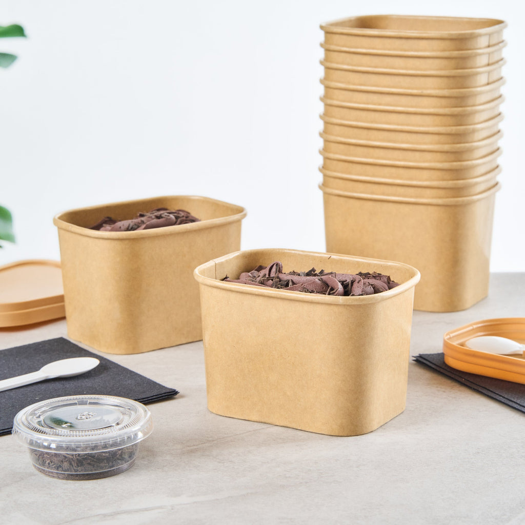 Coppetta 12 oz Square Kraft Paper To Go Cup - 4 1/4" x 3 1/4" x 2 3/4" - 50 count box