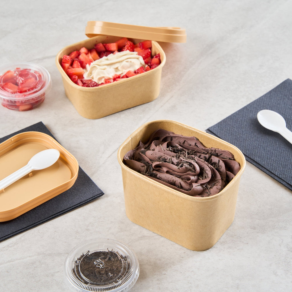 Coppetta 12 oz Square Kraft Paper To Go Cup - 4 1/4" x 3 1/4" x 2 3/4" - 50 count box