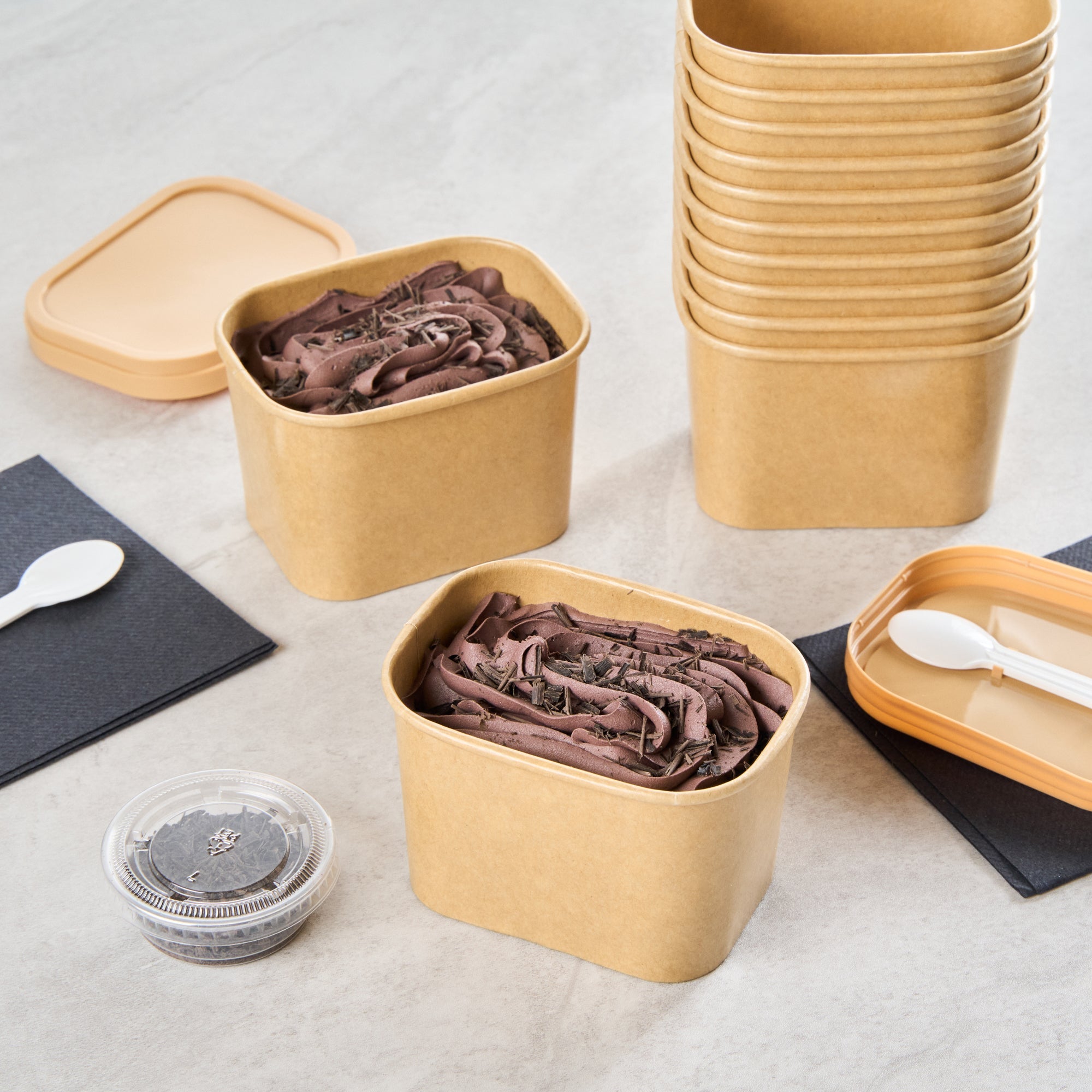 Coppetta 12 oz Square Kraft Paper To Go Cup - 4 1/4" x 3 1/4" x 2 3/4" - 200 count box